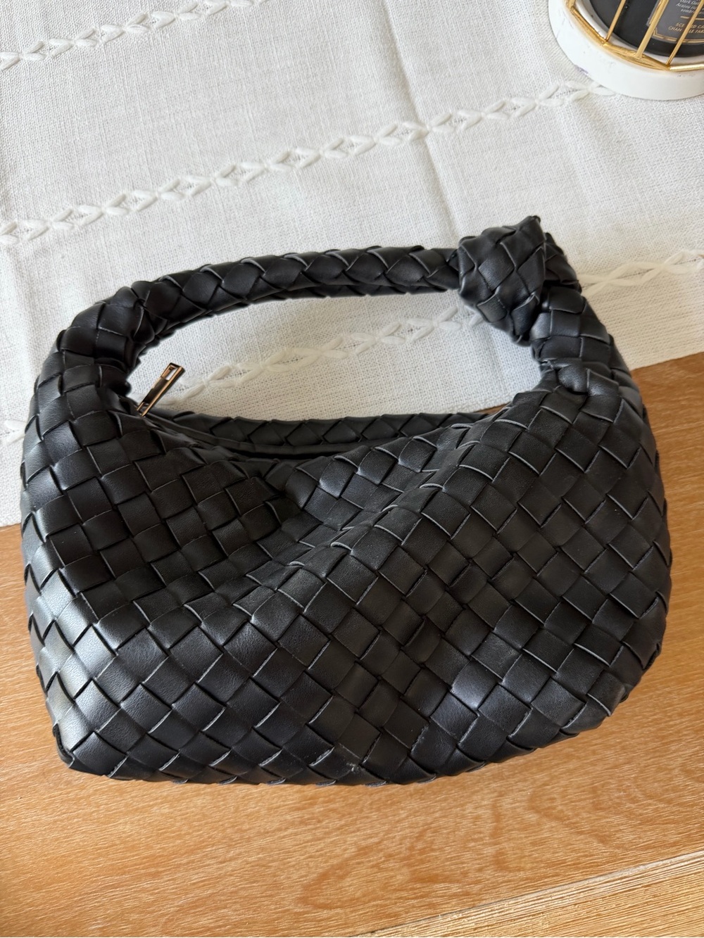 Black Woven Hobo Bag - Unbranded